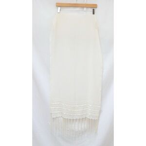 Accessory Street white chiffon scarf beaded embellished fringe wedding bridal